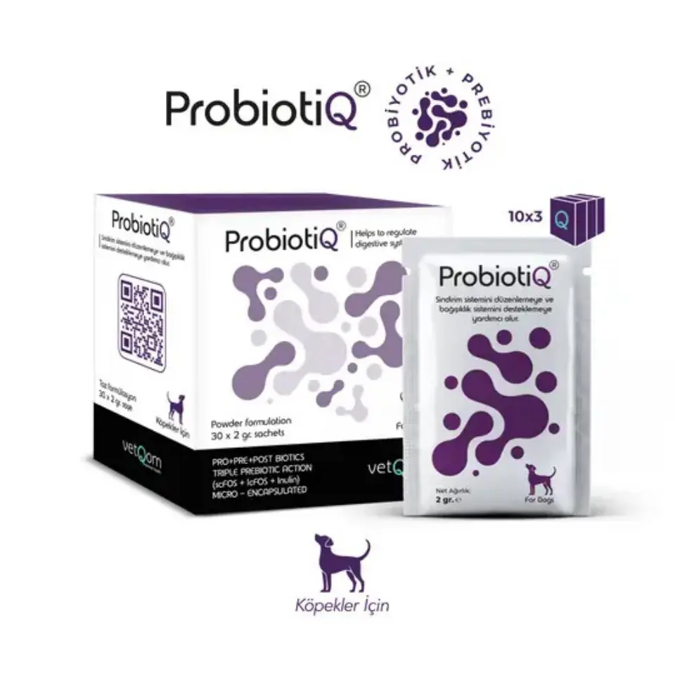 vetQom Köpek – Probiyotik + Prebiyotik Kompleks – 30 saşe