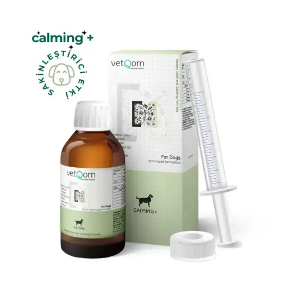 vetQom Köpek Calming+ Stres Yönetimi – Kaygı Kontrolü – 120 ml.